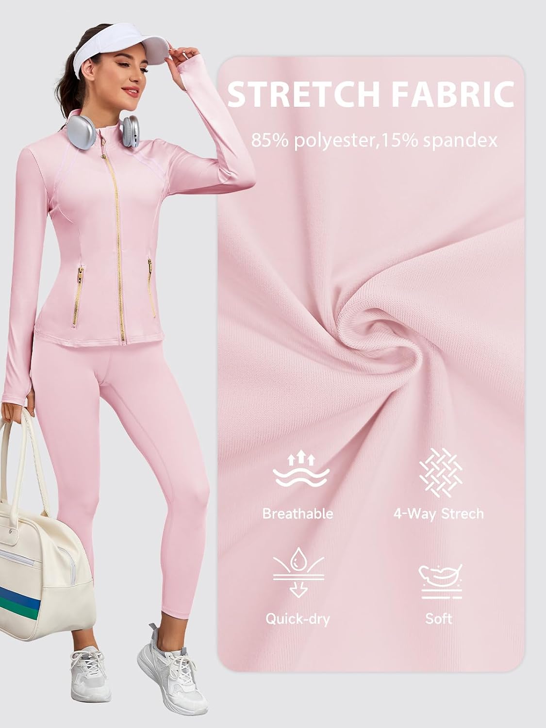 Women Athletic Jacket Fitted Workout Running Zip Up Track Coat