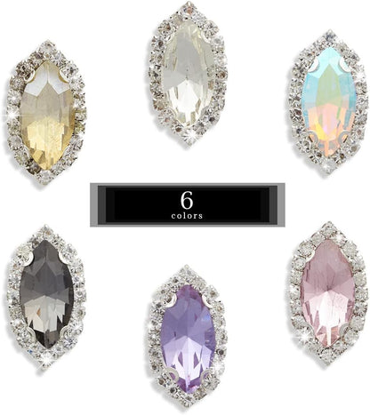 Sew on Rhinestones 100 PCS Mixed Shapes Glass Rhinestones Sew on Crystal Gems Mental Flatback with Silver Claw for Jewelry Crafts Clothes Shoes Costume Garment Pink Type 1