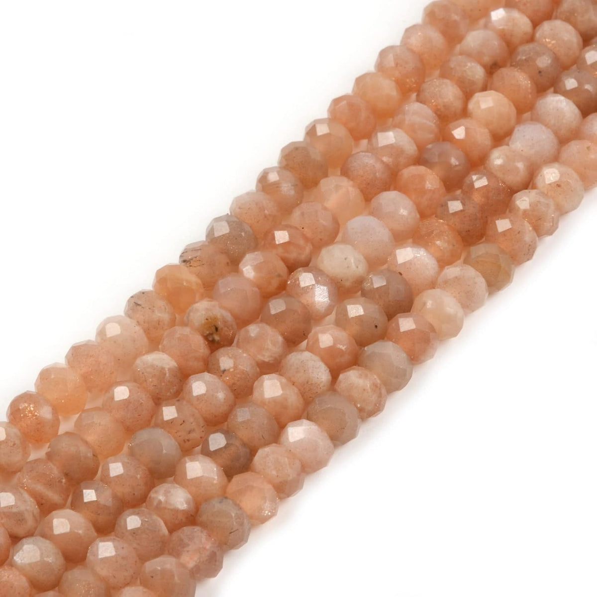 6mm Natural Peach Sunstone Faceted Rondelle Loose Beads Jewelry Making DIY Bead 16 Inch