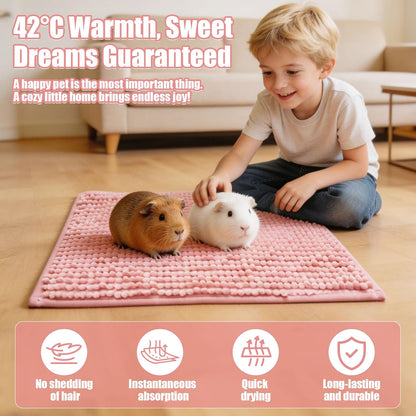 Guinea Pig Cage Liner Mats, Chenille, 16x12 in, 8 Pack, Gray, Beige, Blue, Pink, Reusable Bedding Pad for Cage, Play Area, Travel