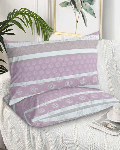 Farm Fruits Standard Pillow Cases Set of 2, Soft Breathable Watermelon Lemons Peach Pink Grey Striped Pillow Covers with Envelope Closure Decorative Pillow Shams for Bed Sofa Couch Chair 20''x26''