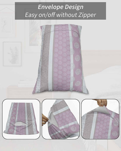 Farm Fruits Standard Pillow Cases Set of 2, Soft Breathable Watermelon Lemons Peach Pink Grey Striped Pillow Covers with Envelope Closure Decorative Pillow Shams for Bed Sofa Couch Chair 20''x26''