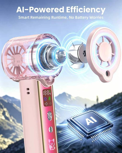 Portable Misting Fan with Mist, 3-in-1 Rechargeable Handheld 4000mAh