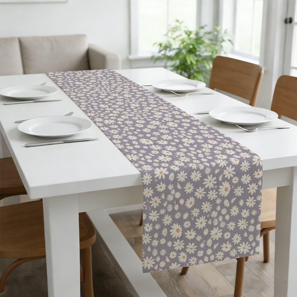 Linen Runner Table 72X13 Inch, Peach Center Coffee Burlap Table Runner Boho, Primitive Seasonal Boho Tablecloth for Cute Dining Decor for Dining Room