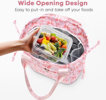 Lunch Bag Women Insulated Lunch Box with Water Bottle Holder