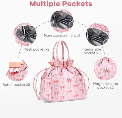 Lunch Bag Women Insulated Lunch Box with Water Bottle Holder