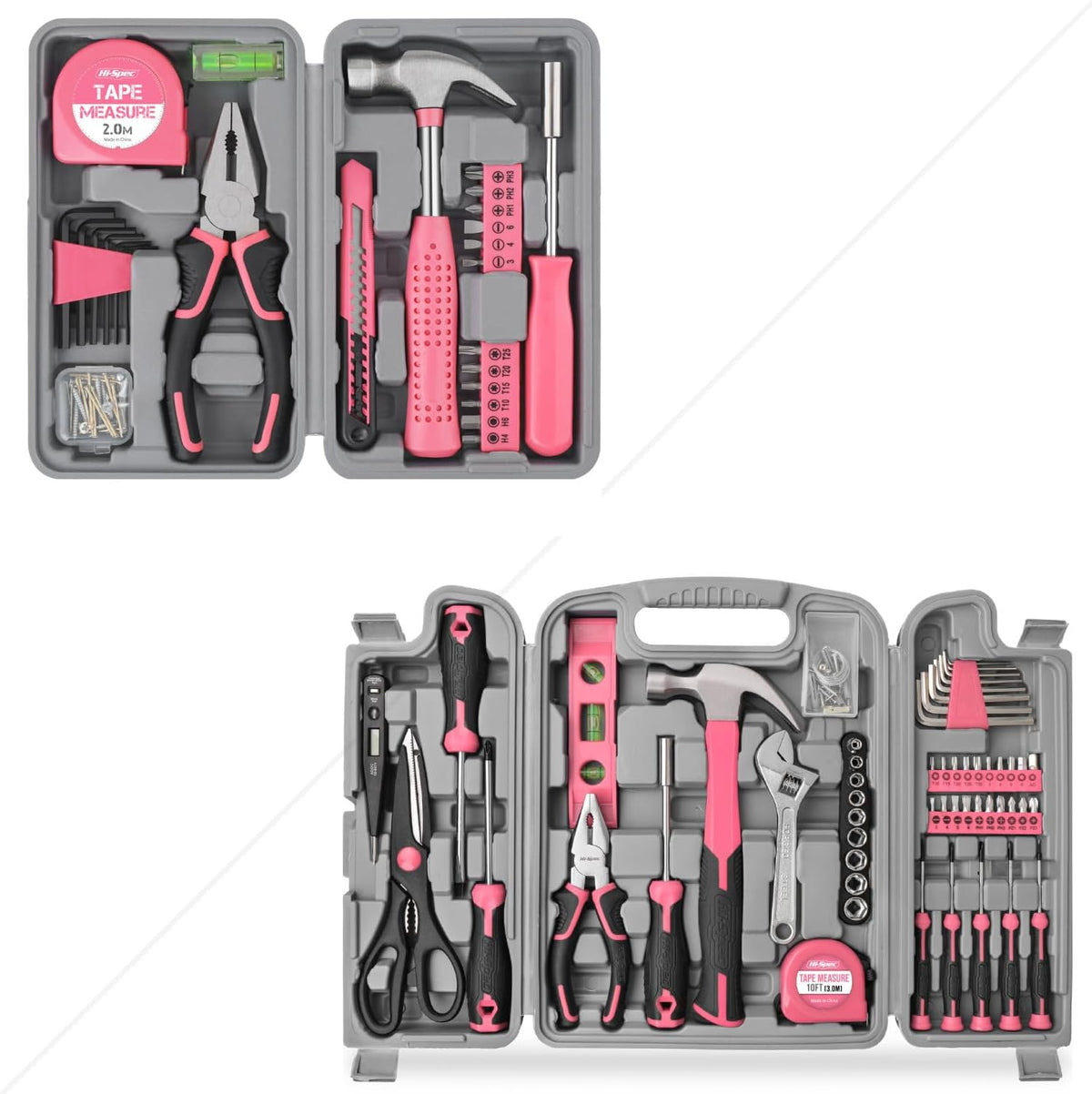 Hi-Spec 25pc Pink Household DIY Tool Kit and 54pc Pink Home DIY Repair Tool Kit Set