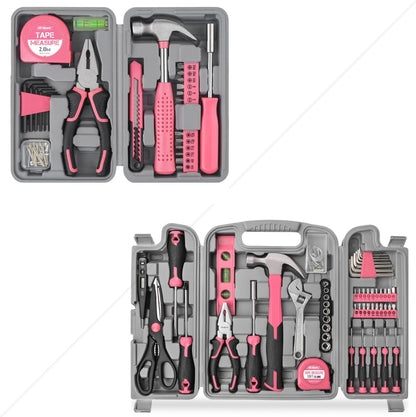 Hi-Spec 25pc Pink Household DIY Tool Kit and 54pc Pink Home DIY Repair Tool Kit Set