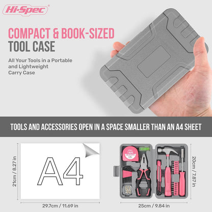 Hi-Spec 25pc Pink Household DIY Tool Kit and 54pc Pink Home DIY Repair Tool Kit Set