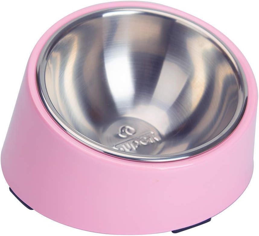 Anti-Vomiting 15° Slanted Pet Bowl, S/0.5 Cup, Pink