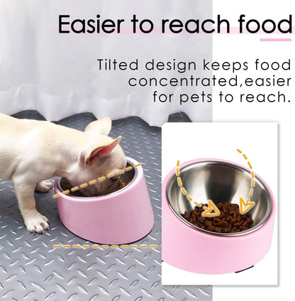 Anti-Vomiting 15° Slanted Pet Bowl, S/0.5 Cup, Pink