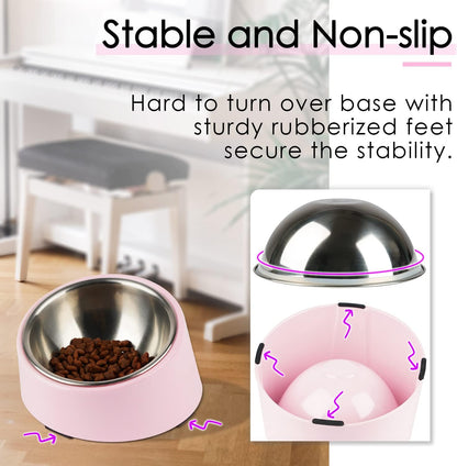 Anti-Vomiting 15° Slanted Pet Bowl, S/0.5 Cup, Pink