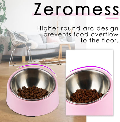 Anti-Vomiting 15° Slanted Pet Bowl, S/0.5 Cup, Pink