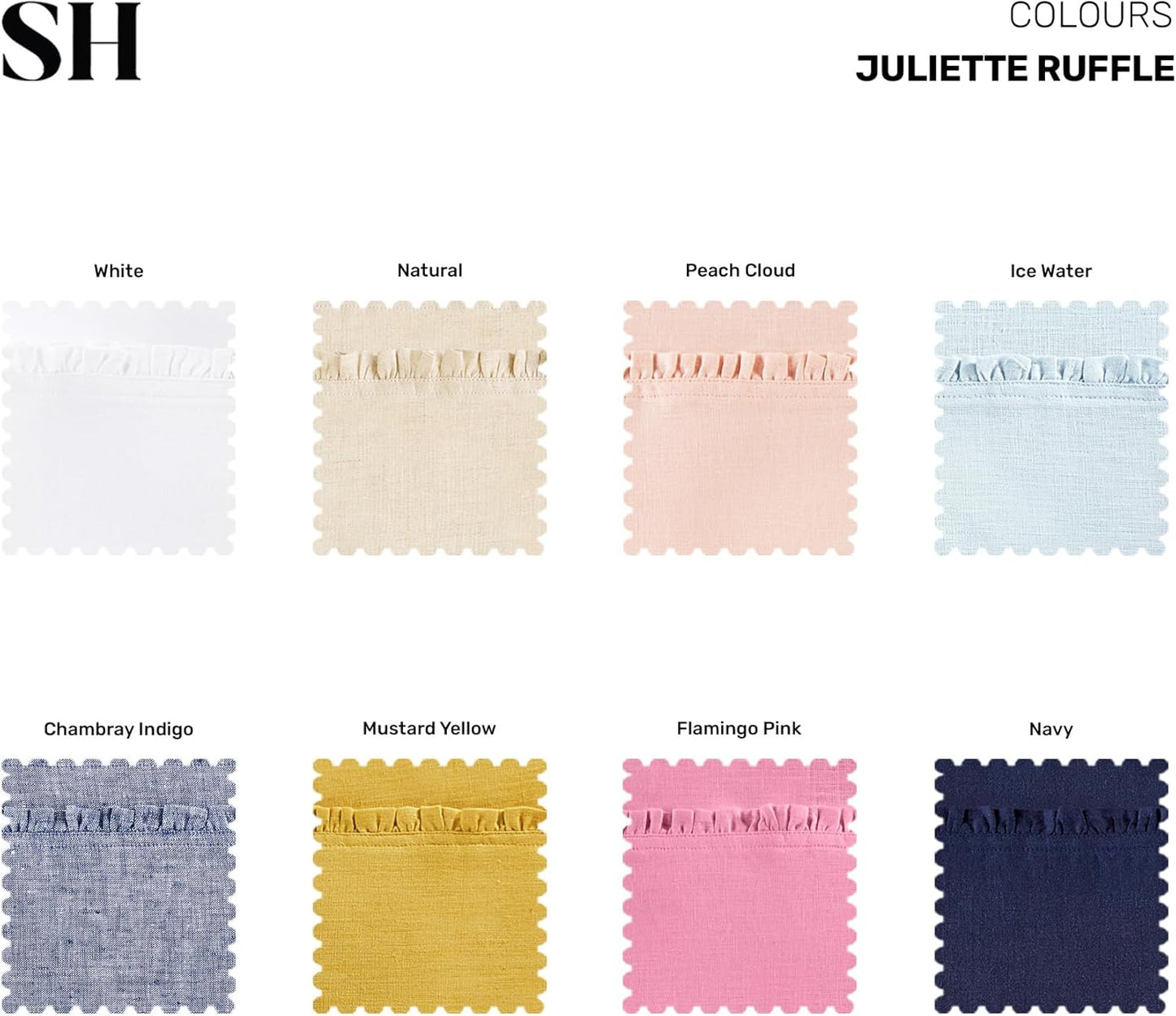 Solino Home Peach Cloud Linen Dinner Napkins 20 x 20 Inch - 100% Pure Linen Juliette Ruffle Cloth Napkins Set of 4 for Spring, Summer - Handcrafted and Machine Washable
