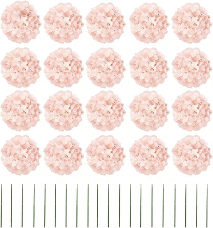 Artificial Flowers 20pcs Artificial Hydrangea Flowers Silk Hydrangea Heads with Stems Fake Flowers Arrangements for Wedding Centerpieces, Home, Garden, Baby Shower, Party Decoration (20, Peach)