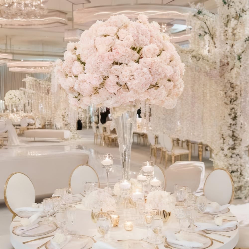 Artificial Flowers 20pcs Artificial Hydrangea Flowers Silk Hydrangea Heads with Stems Fake Flowers Arrangements for Wedding Centerpieces, Home, Garden, Baby Shower, Party Decoration (20, Peach)