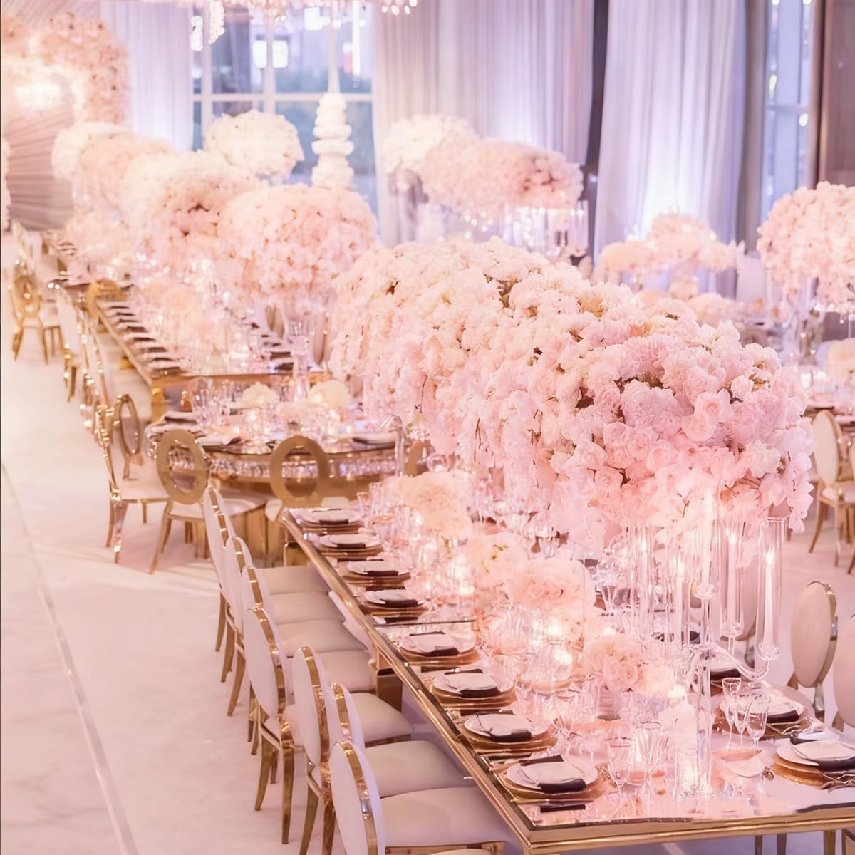 Artificial Flowers 20pcs Artificial Hydrangea Flowers Silk Hydrangea Heads with Stems Fake Flowers Arrangements for Wedding Centerpieces, Home, Garden, Baby Shower, Party Decoration (20, Peach)