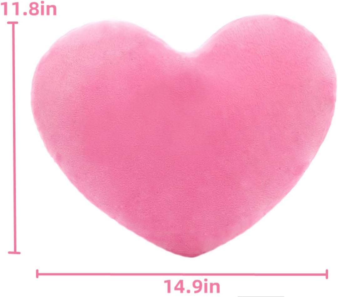 Plush Pillow Heart Shape Cushion Fluffy Throw Pillows Decorative Back Cushions for Friends Valentine's Day (Light Pink)