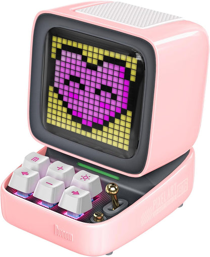 Ditoo Retro Pixel Art 15W Bluetooth Speaker,Cute Speaker with Alarm Clock,White Noise & Mini Games,Iconic Desk Setup Speaker with 16X16 LED App Controlled Front Screen,Gifts for Anyone (Pink)