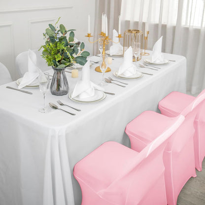 12 PCS Waterproof Stretch Spandex Folding Chair Covers, Dining Room Chair Slipcovers Protector for Wedding, Banquet, Party, Holidays, Celebration and Decoration（Pink）