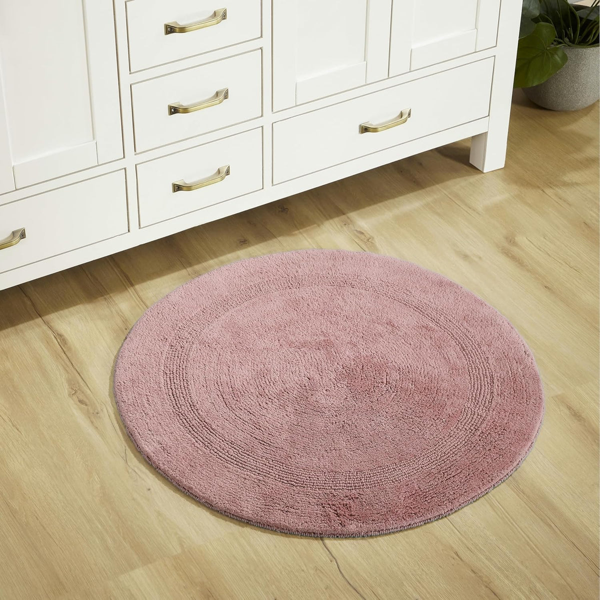 30-inch Round Luxury Bath Rugs 100% Cotton Machine Washable Water Absorbent Reversible Soft, Mat for Bathroom Floor Décor, Shower, Diameter Oeko-Tex Certified Pink Lux Collection