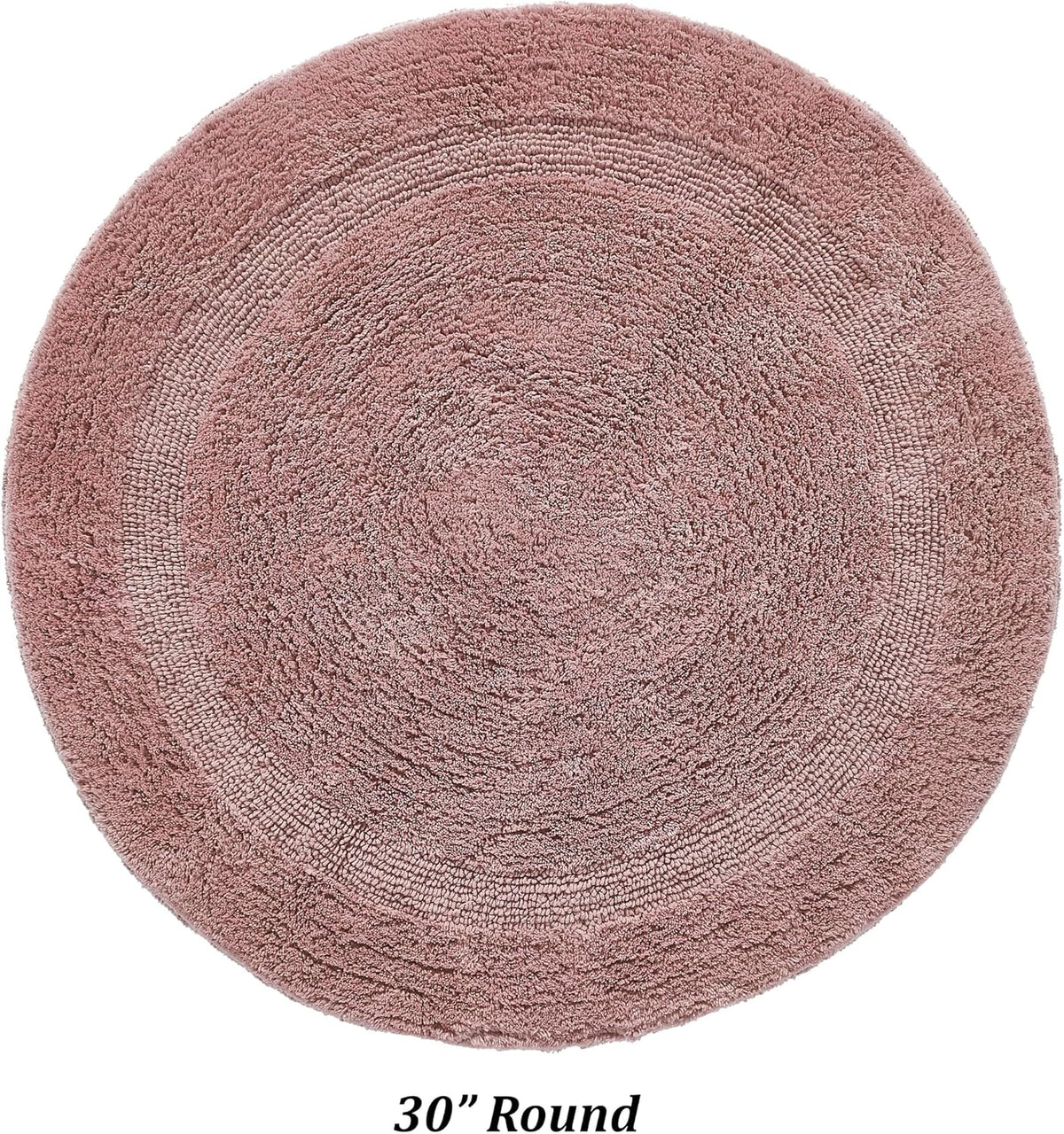 30-inch Round Luxury Bath Rugs 100% Cotton Machine Washable Water Absorbent Reversible Soft, Mat for Bathroom Floor Décor, Shower, Diameter Oeko-Tex Certified Pink Lux Collection