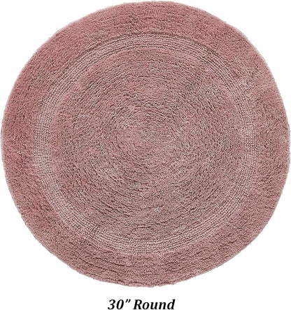30-inch Round Luxury Bath Rugs 100% Cotton Machine Washable Water Absorbent Reversible Soft, Mat for Bathroom Floor Décor, Shower, Diameter Oeko-Tex Certified Pink Lux Collection