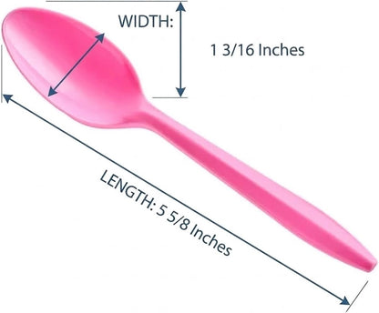 Plastic Teaspoons, Pink Disposable Spoons, 50-Pack