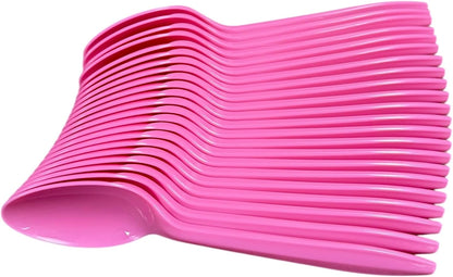 Plastic Teaspoons, Pink Disposable Spoons, 50-Pack