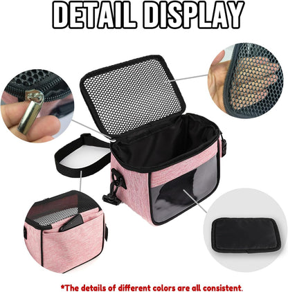 Small Pet Carrier Bag - Single - Shoulder Outdoor Carrier for Hamsters, Sugar Gliders & Flying Squirrels Portable Small Pet Travel Bag (Pink)