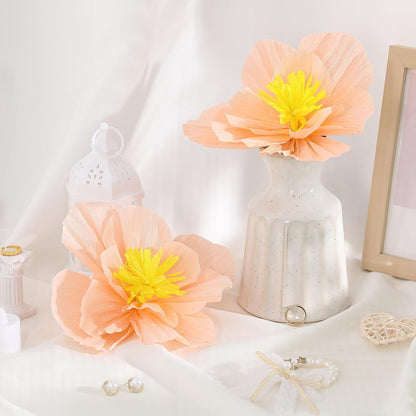 24 Pcs Tissue Paper Flowers, Crepe Paper Flowers Decorations 8" 10" 12" for Wedding Party Baby Bridal Shower Carnival Party Birthday Nursery Wall Decor (Peach)