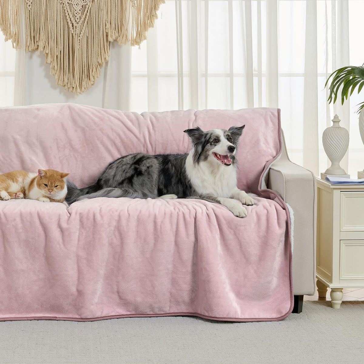 Soft Waterproof Blanket for Bed Couch Sofa, Dusty Pink, 50x60 inches
