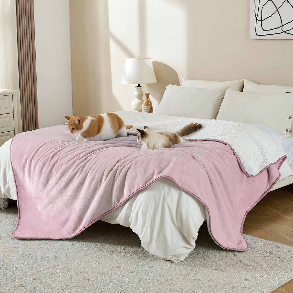 Soft Waterproof Blanket for Bed Couch Sofa, Dusty Pink, 50x60 inches
