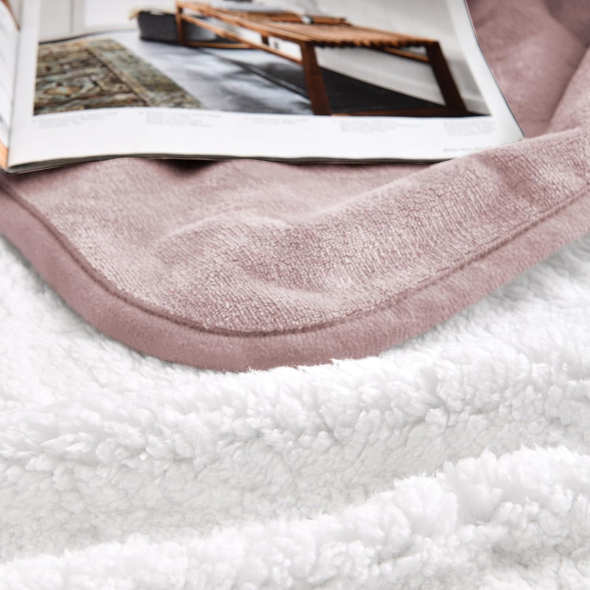 Soft Waterproof Blanket for Bed Couch Sofa, Dusty Pink, 50x60 inches
