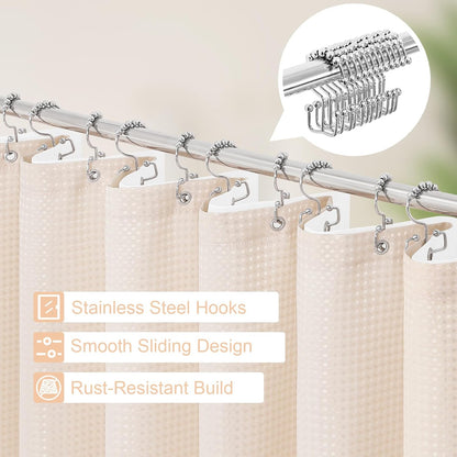 3 in 1 Blush Pink Shower Curtain Set with PEVA Liner & 12 Hooks, 72 x 72