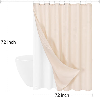 3 in 1 Blush Pink Shower Curtain Set with PEVA Liner & 12 Hooks, 72 x 72
