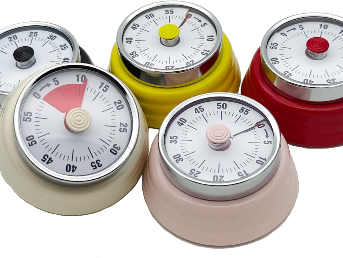 Mechanical Kitchen Timer, Eco-Friendly No Batteries Needed Magnetic 60-Minute Visual Countdown Alarm Clock for Cooking, Study, Games, Office (Pink)