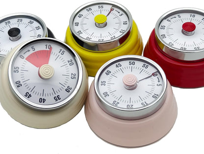 Mechanical Kitchen Timer, Eco-Friendly No Batteries Needed Magnetic 60-Minute Visual Countdown Alarm Clock for Cooking, Study, Games, Office (Pink)