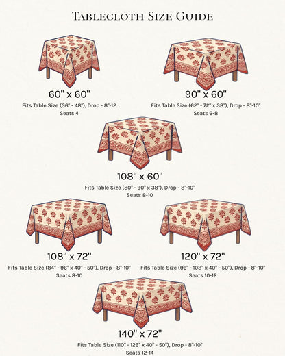 Clover Pink 100% Cotton Fall Tablecloth, Handblock Print Rectangle Table Cover for Kitchen Dining Linen I Parties, Weddings, Outdoors, Easter Table Cloth Decor 60 X 90 Inches I 6 Seater