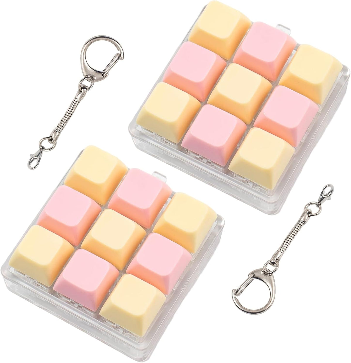 2 PCS Loud Keyboard Fidget Toy for Adult, 9 Keys Clicky Keychain ASMR Toy