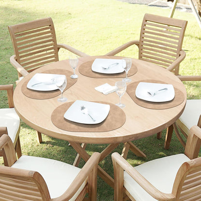 ADRIMER Placemats, Heat Resistant Oval Placemats Set of 6 Washable 12 x 17 Inch, Waterproof Table Placemats Set of 6, Wipeable Faux Leather Placemats for Kitchen, Dining Room, Apricot