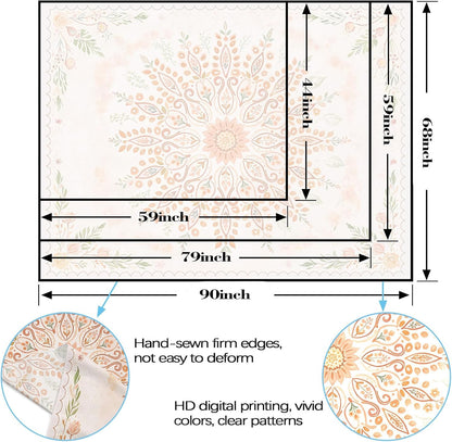 Floral Mandala Tapestry Boho Tapestry for Bedroom Peach Tapestries Wall Hanging Living Room Wall Art and Home Decor 60x80
