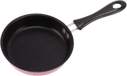 Small Egg Pan, Mini Egg Frying Pan Skillet Stainless Steel Induction Pot Round Breakfast Small Pot with Long Handle 12cm for Home Cooking (Pink)