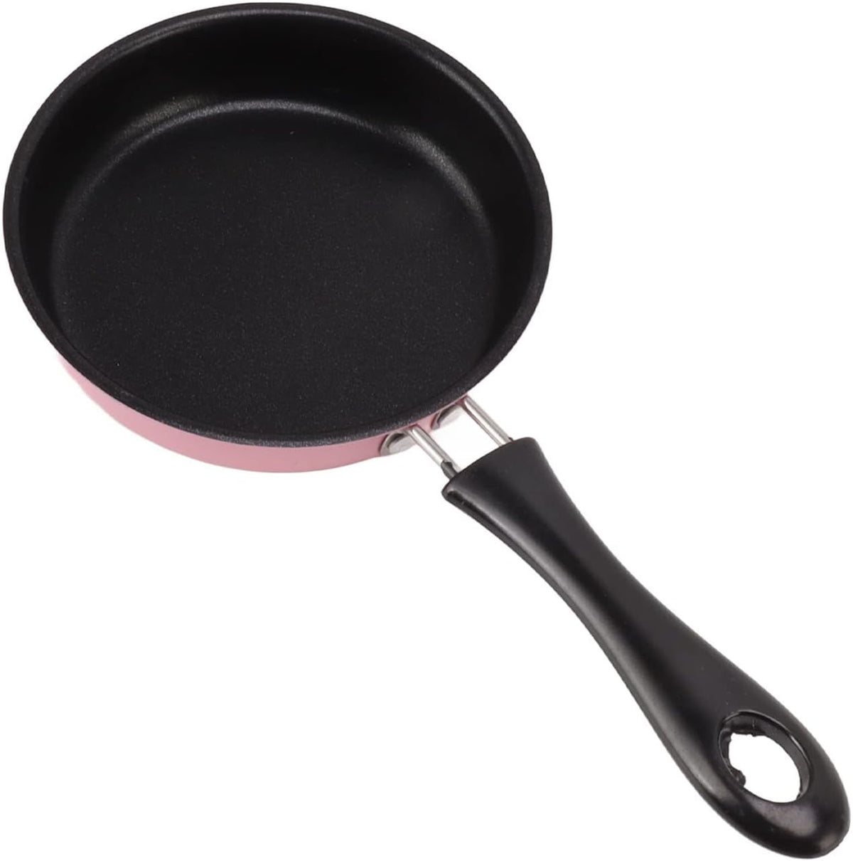 Small Egg Pan, Mini Egg Frying Pan Skillet Stainless Steel Induction Pot Round Breakfast Small Pot with Long Handle 12cm for Home Cooking (Pink)