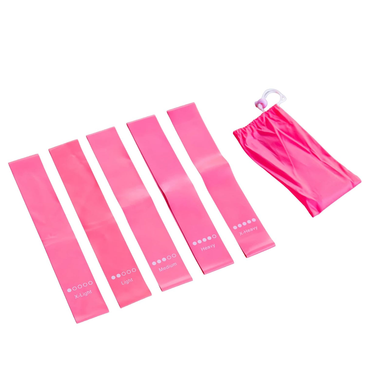 Peak Performance Resistance Loop Exercise Bands with Workout Videos. 5 PCs Latex Exercise Bands. 5 Bands All Pink Elastic Bands with Pink Carrying Bag.Includes Video demonstrations