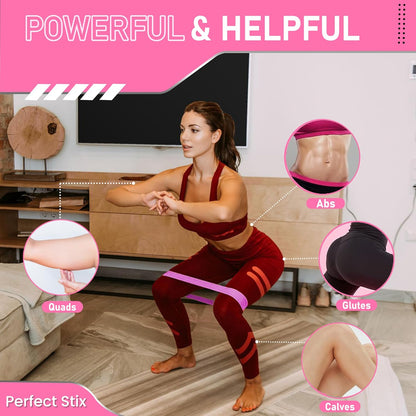 Peak Performance Resistance Loop Exercise Bands with Workout Videos. 5 PCs Latex Exercise Bands. 5 Bands All Pink Elastic Bands with Pink Carrying Bag.Includes Video demonstrations
