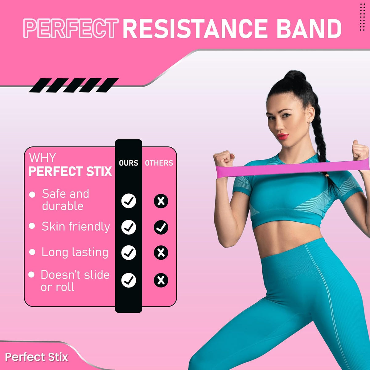Peak Performance Resistance Loop Exercise Bands with Workout Videos. 5 PCs Latex Exercise Bands. 5 Bands All Pink Elastic Bands with Pink Carrying Bag.Includes Video demonstrations