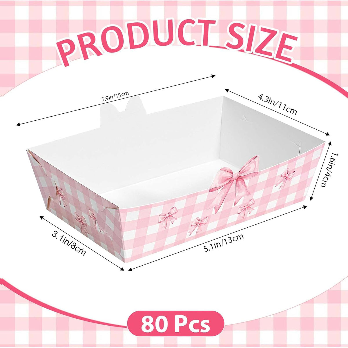 80 Pcs Pink Bow Nacho Food Trays Snack Serving Plates Pink Food Boats Hot Dog Nacho Trays for Coquette Birthday Wedding Anniversaries Party Supplies