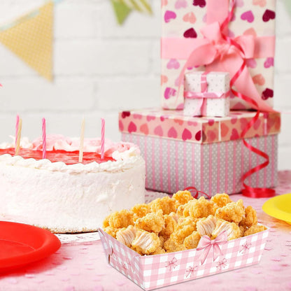 80 Pcs Pink Bow Nacho Food Trays Snack Serving Plates Pink Food Boats Hot Dog Nacho Trays for Coquette Birthday Wedding Anniversaries Party Supplies