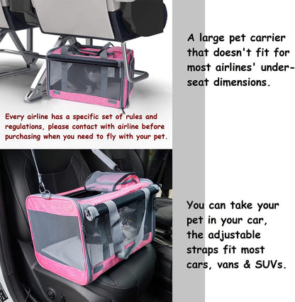 Pet Carrier for Large and Medium Cat, Soft-Sided Pet Crate for Puppy